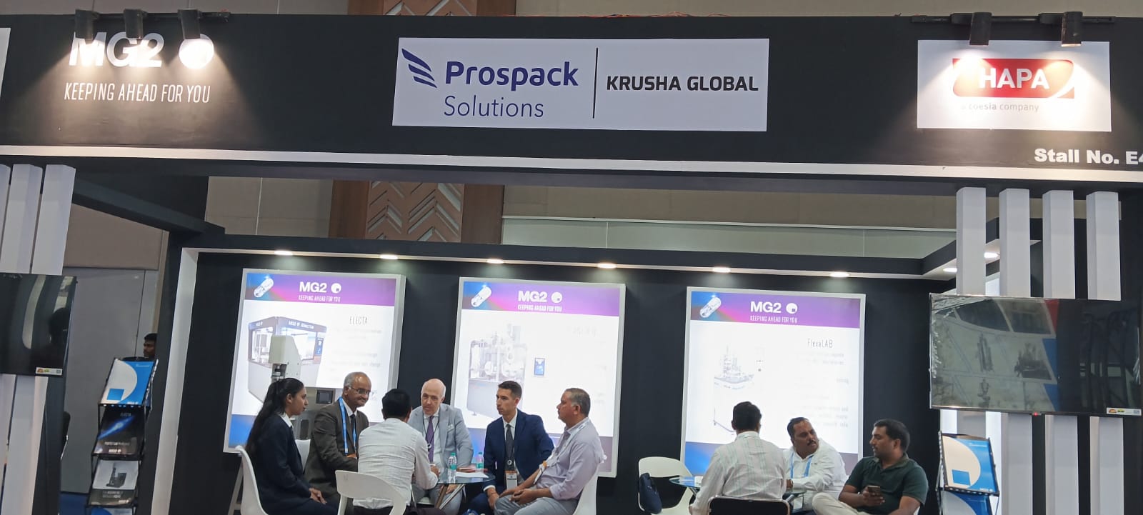 Prospack Solutions exhibition booth and customer meeting